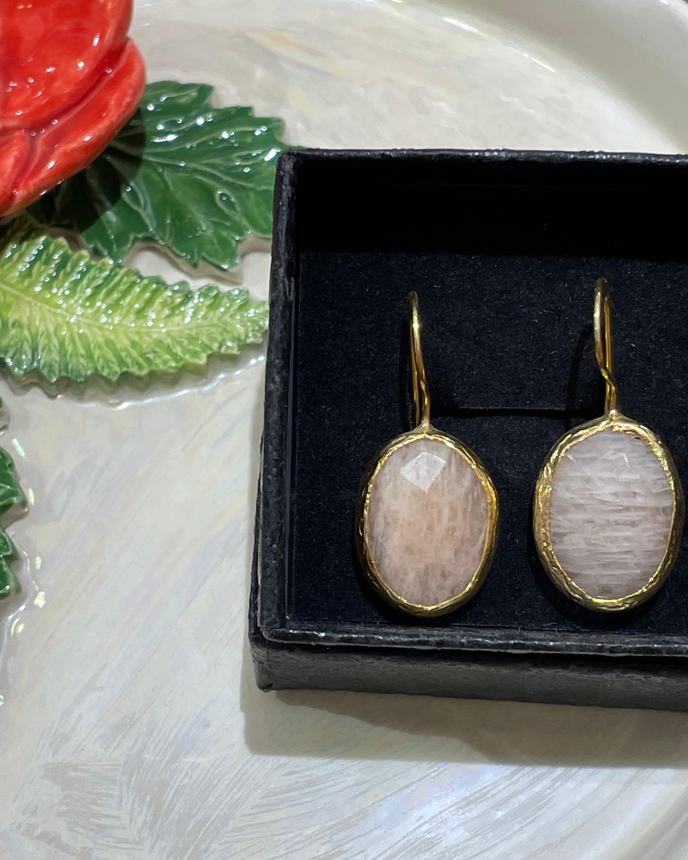 Elpis Doğal Taş El Yapımı Küpe Pembe Kuvars