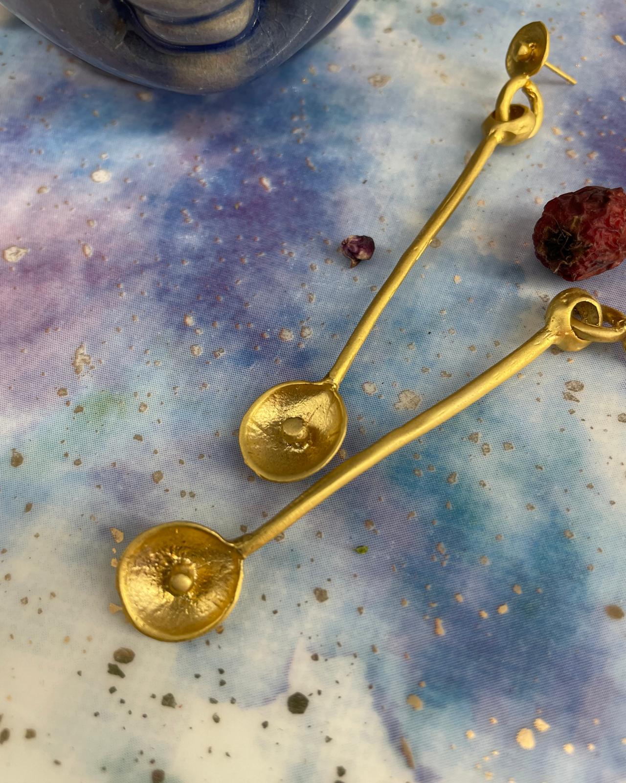 Özel Tasarım El Yapımı Gold Kaplama Küpe Ottoman