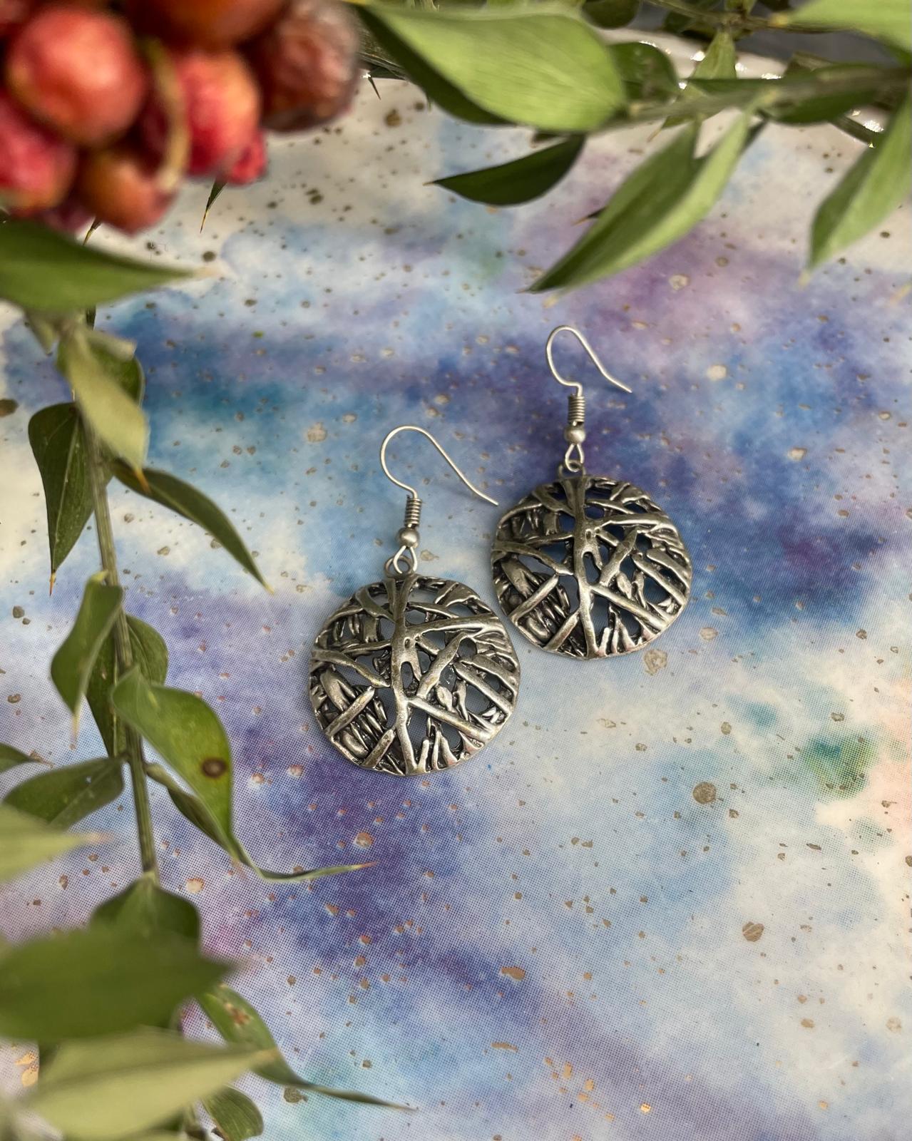 Silver Kaplama El Yapımı Sallantılı Küpe Sarmaşık