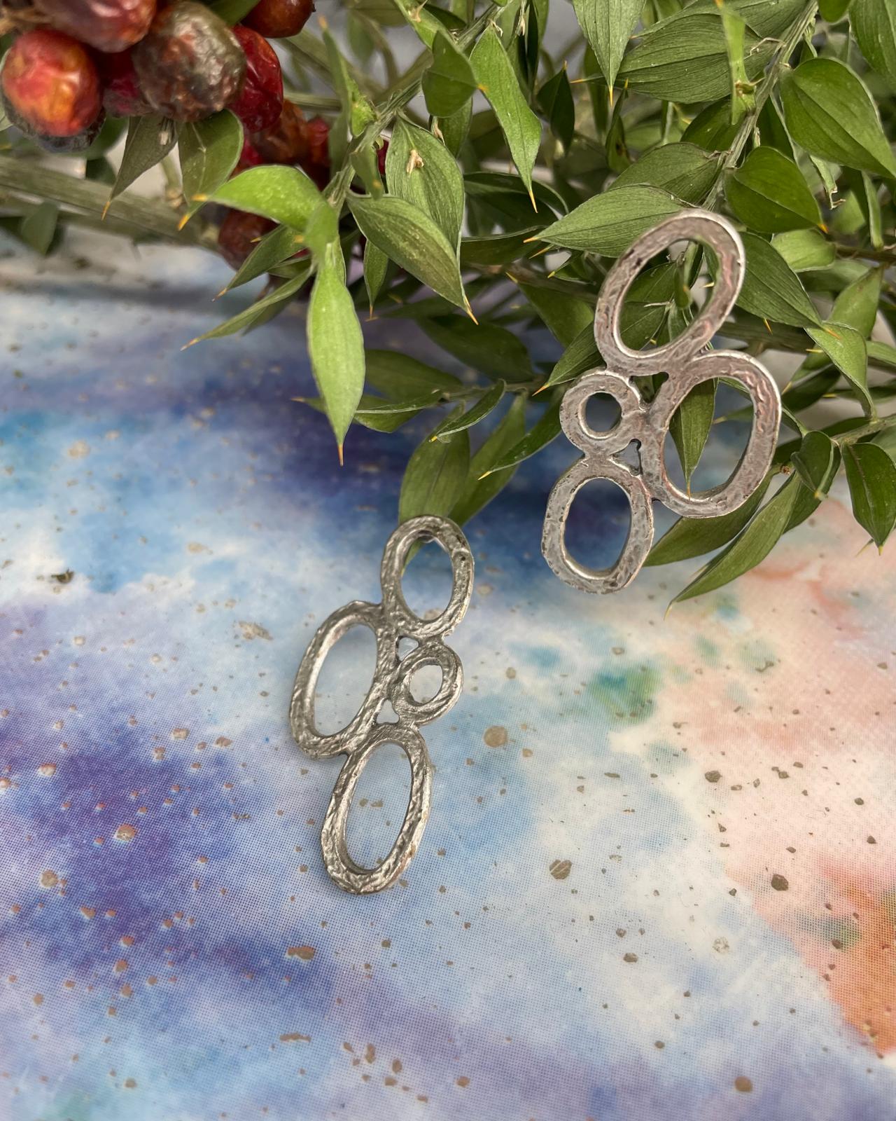 Silver Kaplama El Yapımı Çivi Küpe Bee
